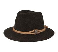 Breiter Cappello Alpino Originale da Uomo Cappello Feltro Stile Tirolese 100% Lana Corda Canapa Stella Alpina Grigio 62