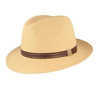 Breiter Cappello di Paglia Cappello Estivo in 100% Carta Cappello da Sole particolarmente Leggero, Flessibile, Delicato sulla Pelle e Comodo Beige - Cinturino S