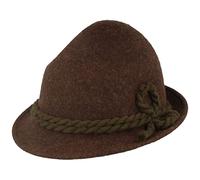 Breiter Cappello per costume tradizionale bavarese per bambini in 100% lana - Made in Austria - Cordoncino di seta per ragazze e ragazzi in 3 colori, marrone 2, 48