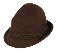 Breiter Cappello tradizionale tradizionale da uomo | cappello in feltro | cappello da escursionismo con testa in pizzo - in 100% lana con kempre e cordoncino di lana - in 3 marrone 55