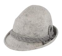 Breiter Cappello tradizionale tradizionale da uomo | cappello in feltro | cappello da escursionismo con testa in pizzo - in 100% lana con kempre e cordoncino di lana - in 3 grigio. 59