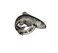 Breiter Spilla per Cappello Trota Petri Heil - 3,5 x 2,5 cm - Distintivo per la Pesca Sportiva Ornamento