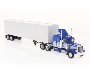 Brekina 85716 - 1/87 Brekina, Peterbilt 359 Koffer-SZ, Blu/Bianco, 1973 - Nuovo