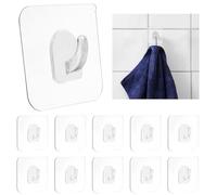 Brelet 40 ganci adesivi da parete in PVC, 6 x 6 cm, ganci adesivi da parete trasparenti, gancio in plastica, autoadesivi, per bagno, cucina, senza forare, max 5 kg