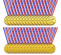 Brelet Medaglia per bambini, 30 medaglie d'oro vincitore medaglie in plastica con collana per concorso premi tema sport giorno o giochi olimpici bambino evento scolastico