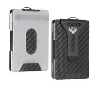 BRELIE Porta carte di credito con fermasoldi, in fibra di carbonio, blocco RFID/NFC, memorizza 10 carte, funzione di accesso rapido, minimalista e leggero, Nero , L9cm x W5.5cm x D1.1cm, Minimalista