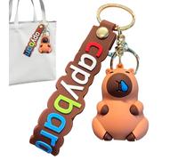 Breloque Capybara Animal Mignon - Porte-Clés Voiture Figurine 6.6cm, Accessoire Clés Maison Sac Portable, Jouet Drôle avec Détails Réalistes Colorés | Idéal pour Cadeaux Amateurs Animaux et Décoration