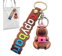Breloque Capybara Animal Mignon - Porte-Clés Voiture Figurine 6.6cm, Accessoire Clés Maison Sac Portable, Jouet Drôle avec Détails Réalistes Colorés | Idéal pour Cadeaux Amateurs Animaux et Décoration