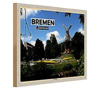 Brema Targa in legno | Souvenir della Germania | Decorazione da parete | 40 cm x 30 cm