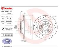 1X Disco freno BREMBO 8.8843.2X per AUDI A6 C6 (4F2) 2 2005-2011