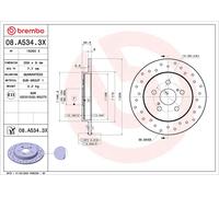 BREMBO 08.A534.3X Disco freno per LEXUS,SUBARU,TOYOTA,TOYOTA (FAW)