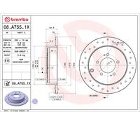 BREMBO 08.A755.1X Disco freno per CITROËN,MITSUBISHI,PEUGEOT