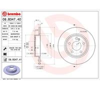 BREMBO disco freno 08.B347.41 pieno diametro 276 spessore 9 mm 5 fori