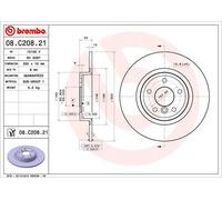 BREMBO disco freno 08.C208.21 pieno diametro 300 spessore 10 mm 5 fori