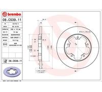 BREMBO disco freno 08.C539.11 pieno diametro 308 spessore 16 mm 5 fori