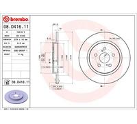Brembo Disco freno 08.D416.11 posteriore pieno per Toyota Urban Cruiser 1.4 2009-2014