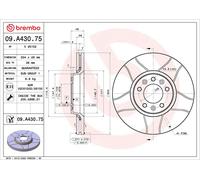 BREMBO 09.A430.75 Disco freno per CITROËN,FIAT,PEUGEOT,TOYOTA