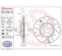 BREMBO 09.A758.1S Disco freno per AUDI
