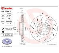 Brembo 09.B744.51 - Disco Freno con Verniciatura UV (Set di 1) - Anteriore