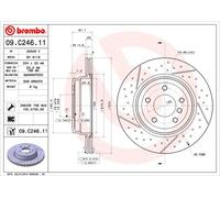 Disco freno BREMBO 09C24611 posteriore, ventilato, fessura, altamente carbonizzato, 1 Pezzo