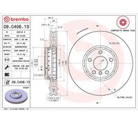 BREMBO 09.C406.13 Disco freno Anteriore Dx per BMW 5 Limousine (F10) 5 GT (F07)