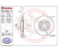 BREMBO disco freno 09.C495.11 ventilazione interna diametro 305 spessore 28 mm 5 fori
