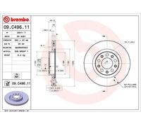 BREMBO disco freno 09.C496.11 ventilazione interna diametro 292 spessore 22 mm 5 fori