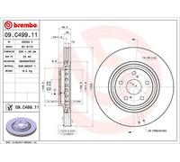 Disco freno BREMBO 09C49911 anteriore, ventilato, 1 Pezzo