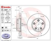 BREMBO disco freno 09.C881.11 ventilazione interna diametro 330 spessore 32 mm 5 fori