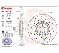 Disco freno BREMBO 09D48143 anteriore, ventilato, altamente carbonizzato, 1 Pezzo