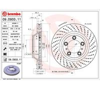BREMBO 09.D933.11 Disco freno per PORSCHE