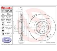 Disco freno BREMBO 09D93711 anteriore, ventilato, fessura, altamente carbonizzato, 1 Pezzo