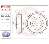 Brembo Tamburo freno posteriore 14.C011.10 per Toyota Granvia/Hiace/Commuter (Set di 1)