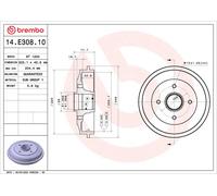 BREMBO 14.E308.10 Tamburo freno per CITROËN,PEUGEOT