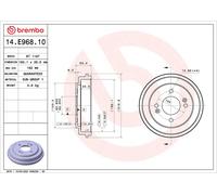 BREMBO 14.E968.10 Tamburo freno per KIA