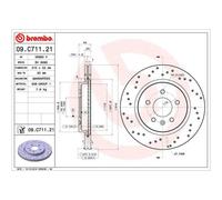 BREMBO 2X Disco Freno Ø315Mm Posteriore Forato/Interno Per Opel Astra J 1.8 2.0