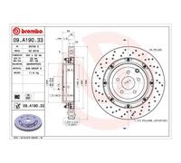BREMBO 2X Disco Freno Ø380Mm Posteriore Forato/Interno Per Nissan GT-R V6 NISMO