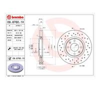 BREMBO 2X Disco Freno Anteriore 283 Forato/Interno Per Opel Crossland X