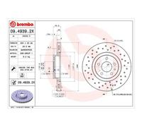 BREMBO 2X Disco Freno Anteriore 284 Forato/Interno Per Fiat Doblo 09.4939.2X