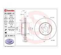 BREMBO 2X Disco Freno Anteriore Ø295 Mm Ventilato Per Mercedes-Benz Classe C