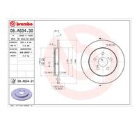 BREMBO 2X Disco Freno Posteriore 259 Completo Per Toyota Verso S _P12_ Prius