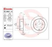 BREMBO 2x Disco Freno Posteriore Ø262 MM Pieno per Kia Soul Am 1.6 GDI Cerato II
