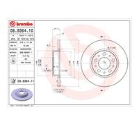 2x Disco freno pieno 08.9364.11 BREMBO per ALFA ROMEO 159 159 Sportwagon