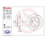 BREMBO 2X Disco Freno Posteriore Ø280 Mm Voll Per MINI Mini R56 Cooper One R59
