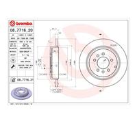 BREMBO 2X Disco Freno Posteriore 290 Completo Per Peugeot 607 9D 9U 08.7716.21