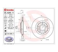 Disco freno BREMBO 09A26911 posteriore, ventilato, altamente carbonizzato, 1 Pezzo