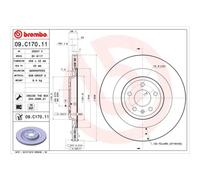 Disco freno BREMBO 09C17011 posteriore, ventilato, altamente carbonizzato, 1 Pezzo