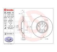 BREMBO 2x Disco Frontale 304 Ventilazione Interna per Citroën C5 III Pausa