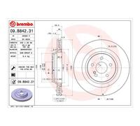 BREMBO 2x Disco Posteriore 330 Ventilazione Interna per Mercedes-Benz 09.B842.31