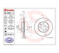 Disco freno BREMBO 09D60711 anteriore, ventilato, altamente carbonizzato, 1 pezzo